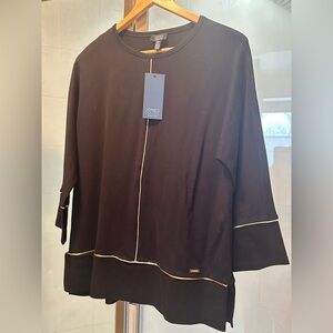 Ann Taylor Black Sweatshirt with Gold Accents